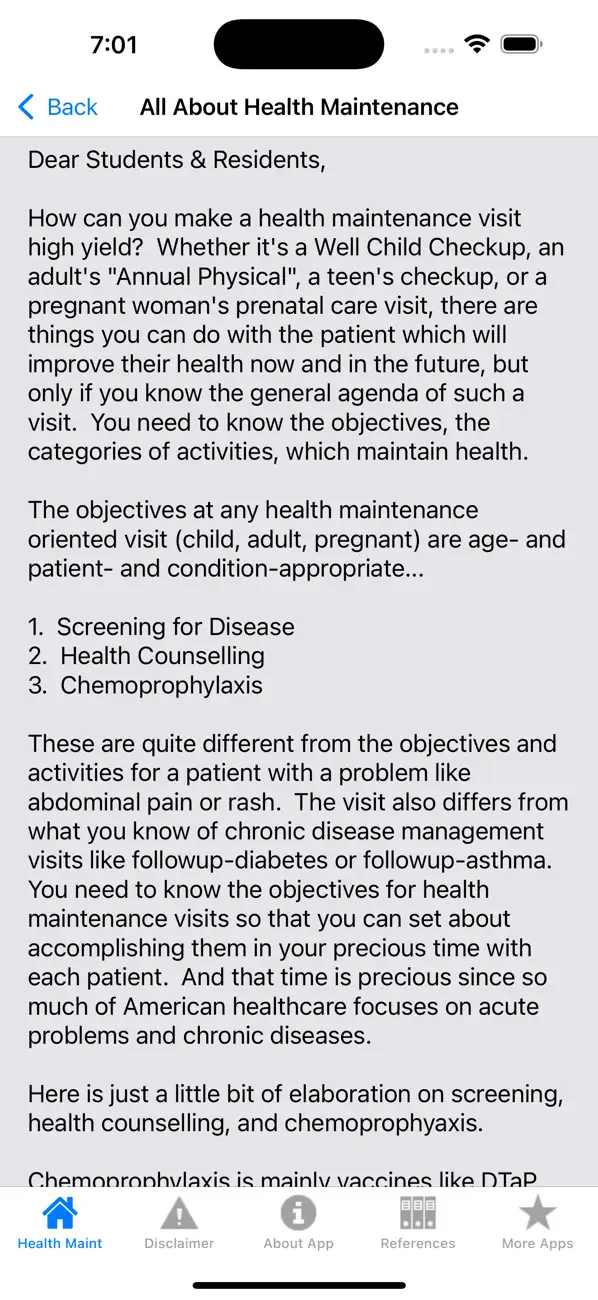 Screenshot #2 pour Health Maintenance visit lists
