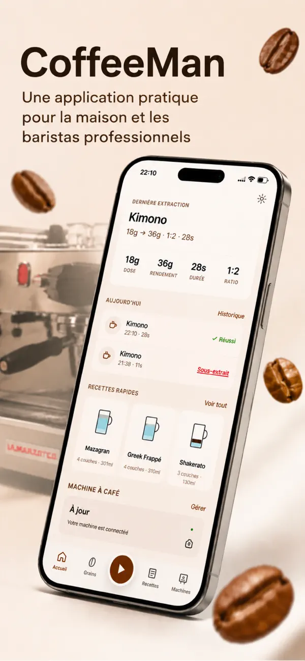 Screenshot #1 pour CoffeeMan : Suivi Espresso