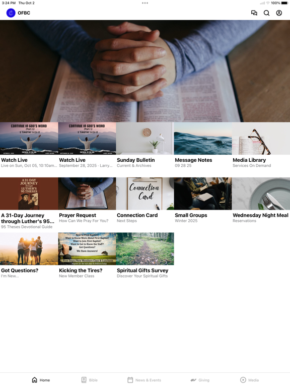 Oneonta FBC iPad screenshot 1 - Education app
