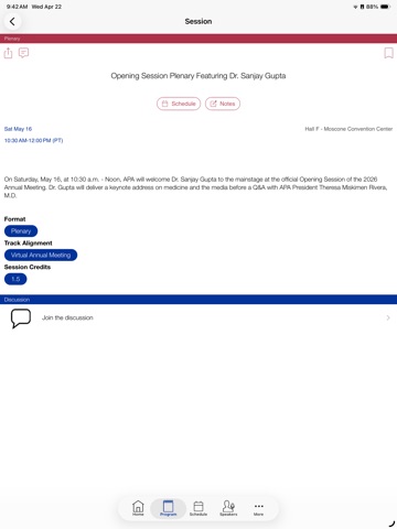 APA Meetings iPad screenshot