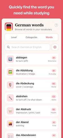 German Words Flashcards iPhone screenshot