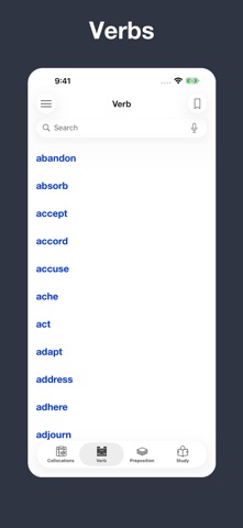 Verb Preposition Collocations のスクリーンショット