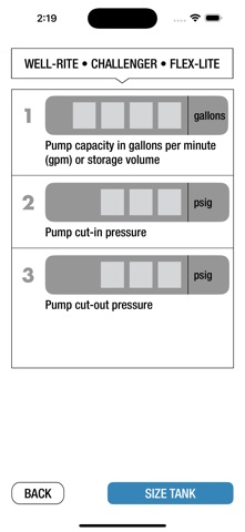 Flexcon Water Tank Sizing App screenshot