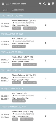 Dragonfly Pilates Murrysville app screenshot 2