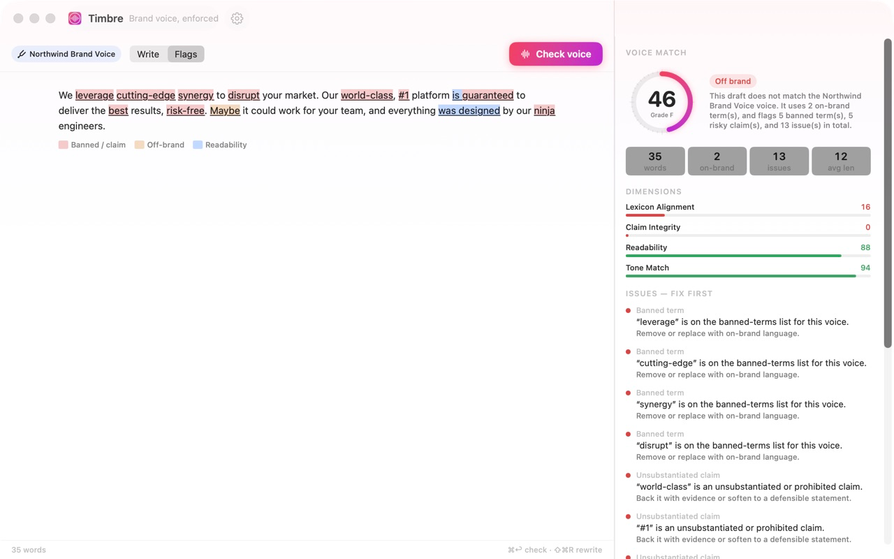 Timbre: Brand Voice Guard screenshot 3