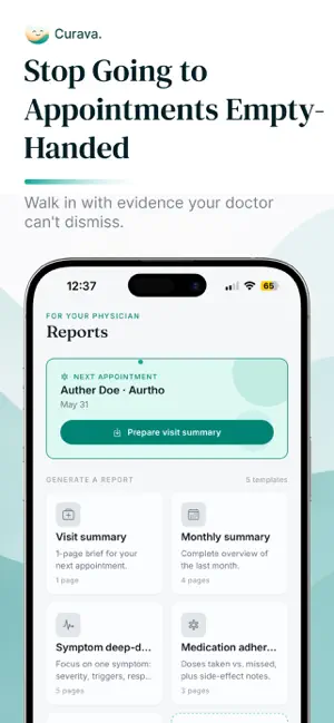 Chronic Symptom Tracker Curava iPhone screenshot 2