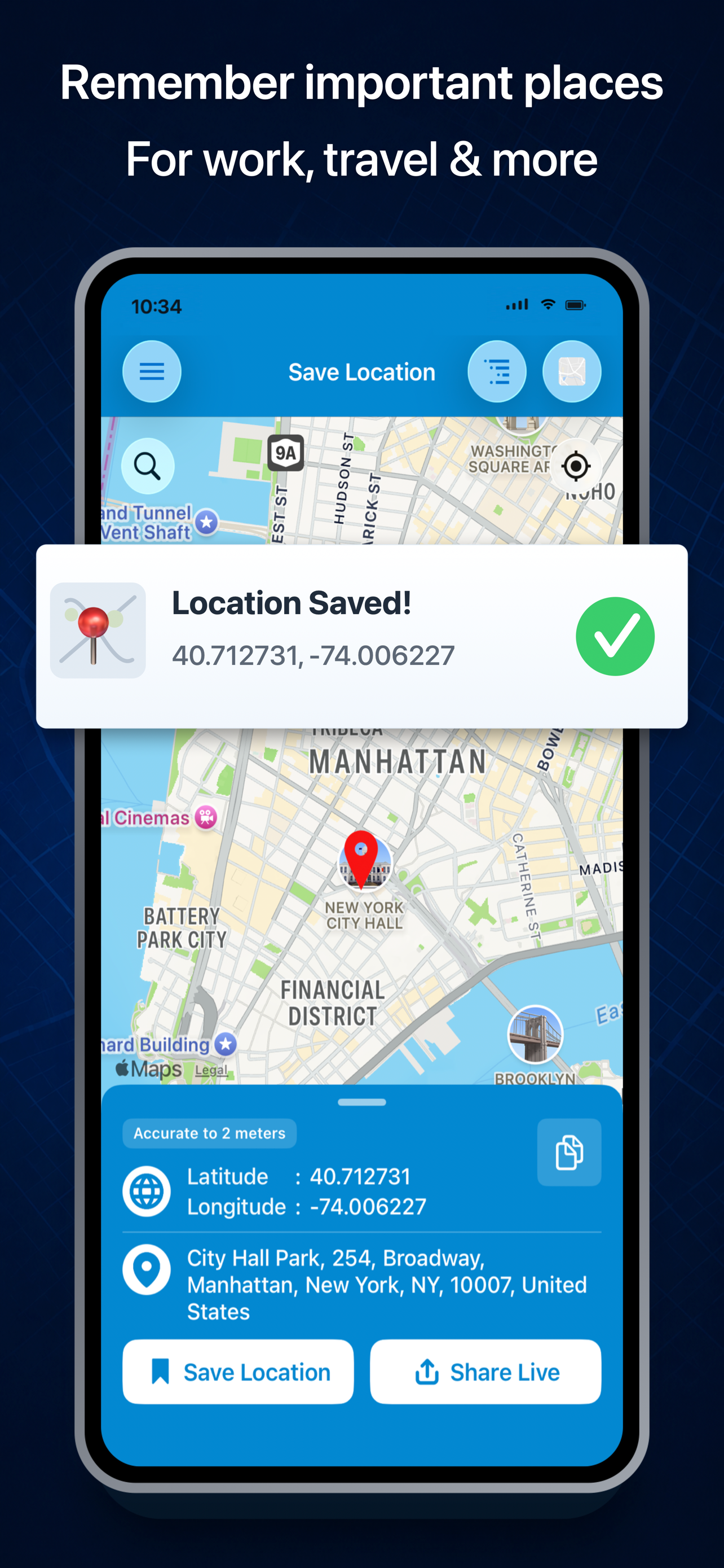 Save Location GPS - Live Share
