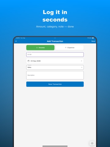 Offline Cashbook iPad screenshot