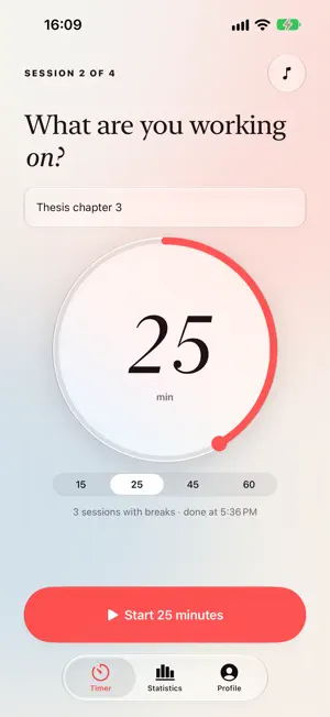 Pomopush: Pomodoro Focus Timer screenshot 1