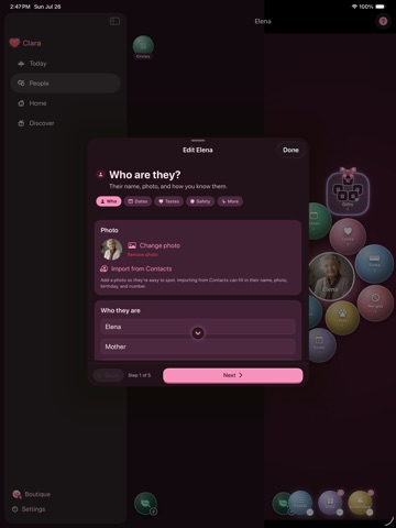 Clara: Gifts & Reminders iPad screenshot