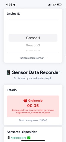 Sensor Data Recorder (3a4624) screenshot