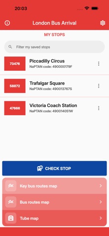 London Bus Arrival app screenshot