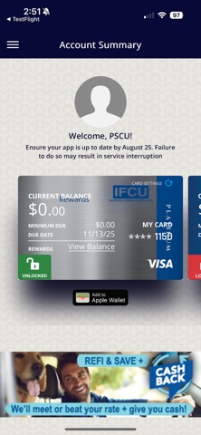 IFCU Credit Card iPhone screenshot