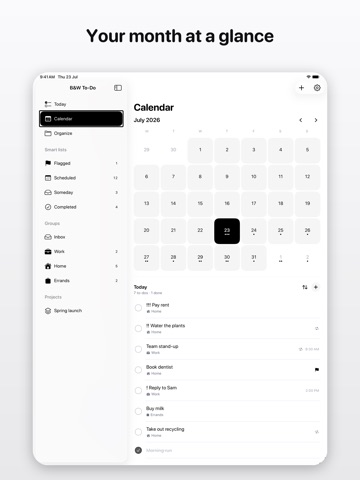 B&W To-Do iPad screenshot