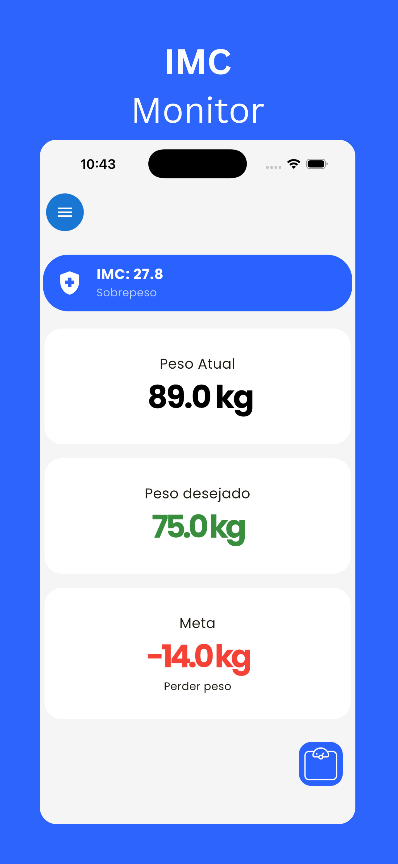 Monitorador de Peso, IMC