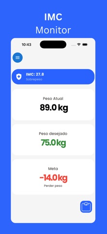 Monitorador de Peso, IMC iPhone screenshot