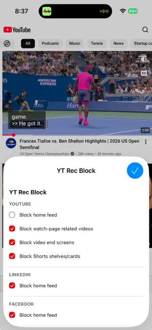 YouTube, FB, LinkedIn Blocker screenshot 1