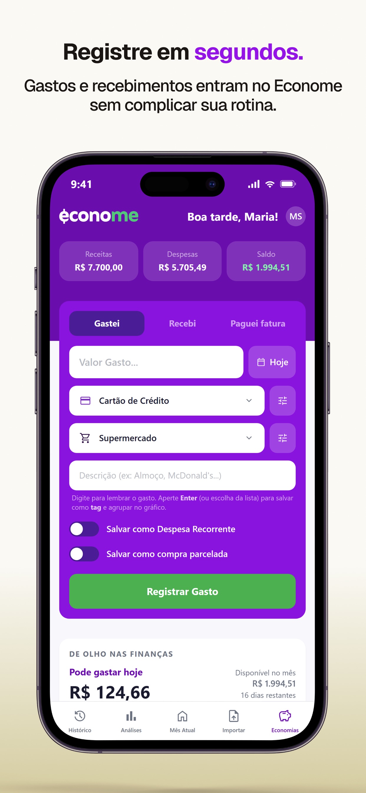 Screenshot 1 of Econome - Finanças Pessoais