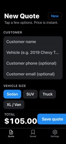 Auto Detailing Quote Maker iPhone screenshot