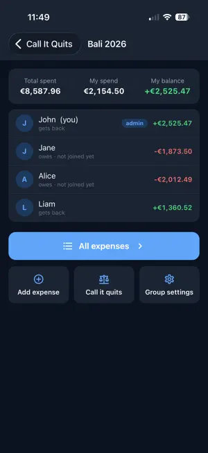 Call it Quits - Group Expenses screenshot 2