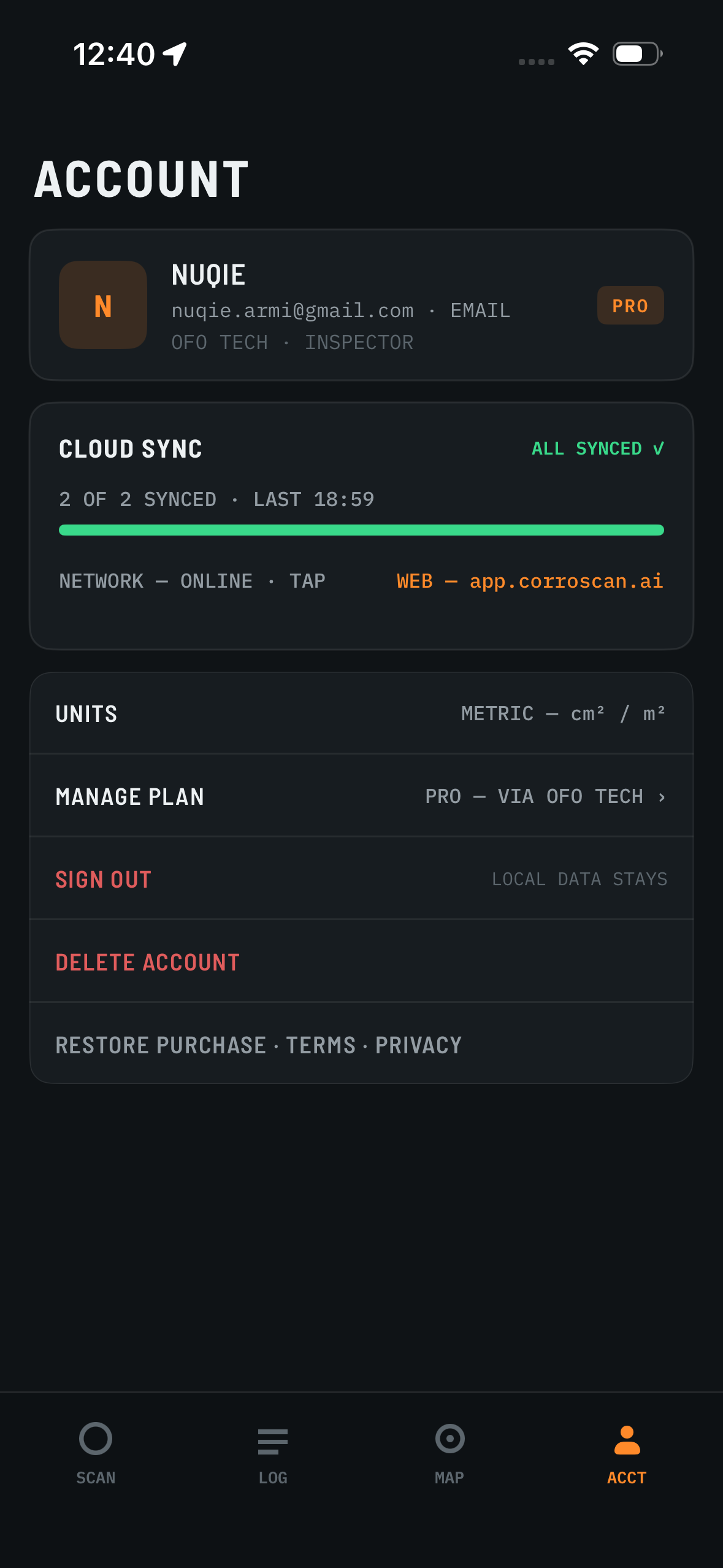 CorroScan screenshot 5