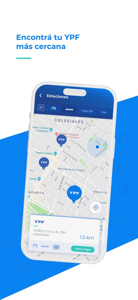 YPF App - Esta herramienta incorpora un mapa interactivo para localizar fácilmente las estaciones YPF más cercanas, detallando la ubicación específica y ofreciendo una guía precisa de cómo llegar.