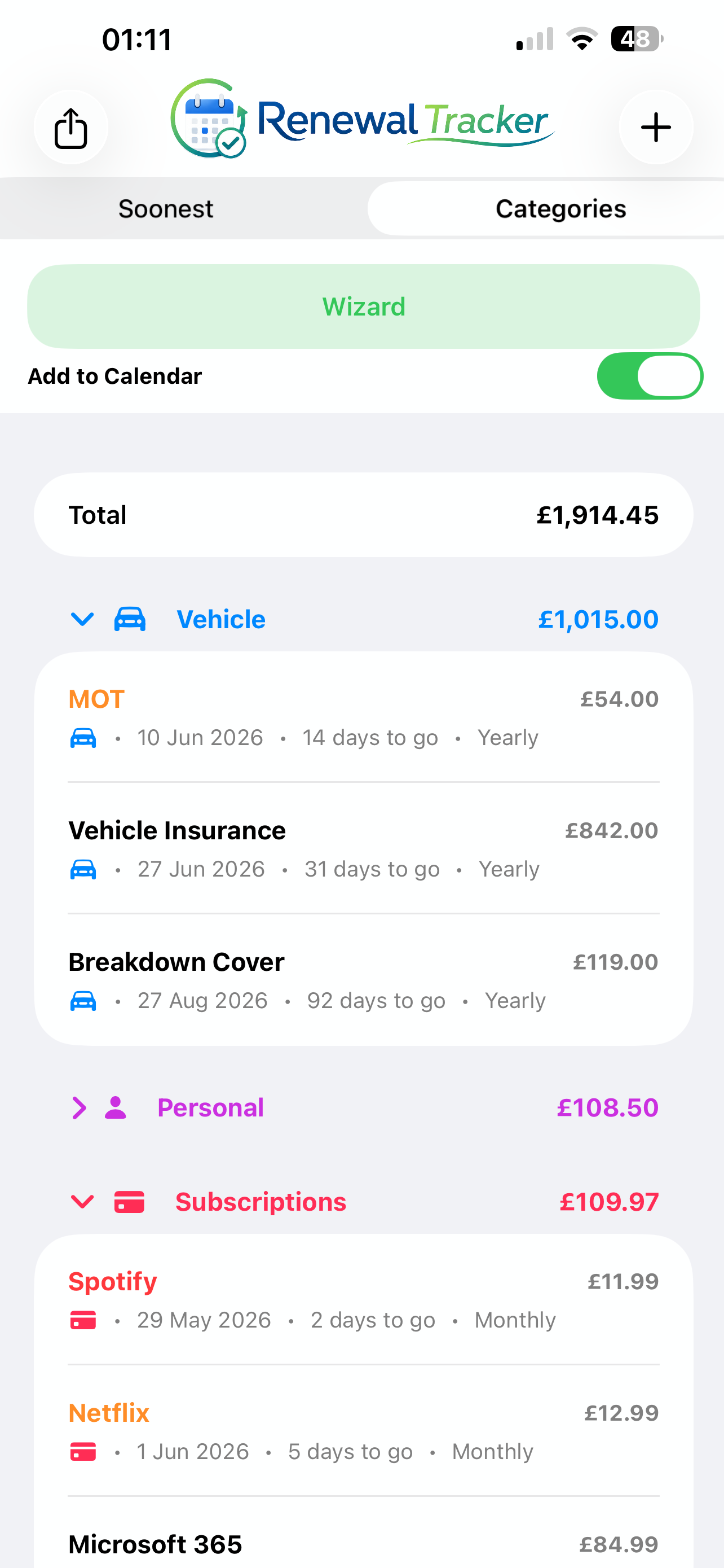 Renewal Tracker