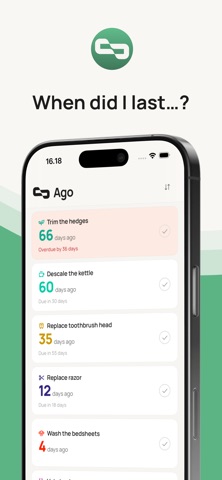 Ago: Last Time Tracker iPhone screenshot