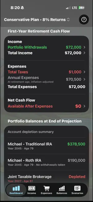 RetireScenarios screenshot 2