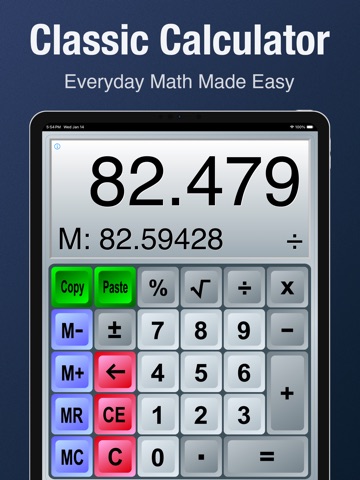Basic Calculator: Classic Calc iPad screenshot