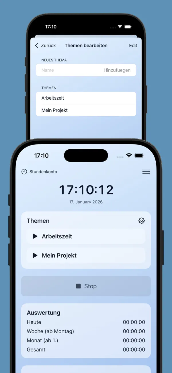 Screenshot #2 pour StundenKonto · Arbeitszeit