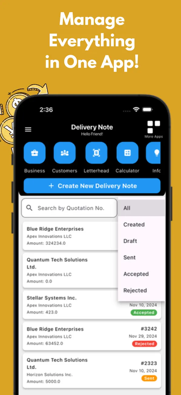 Screenshot #1 pour Delivery Note Maker App