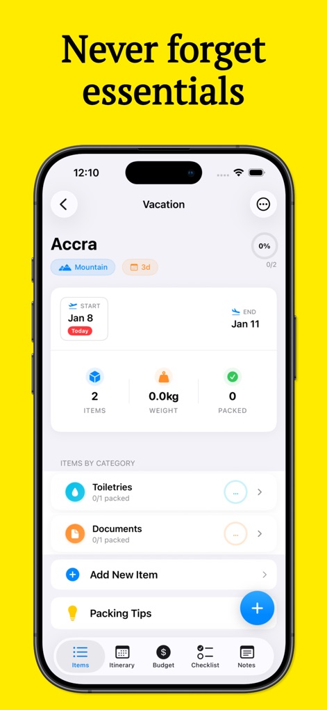 Packing List & Checklist - Travel App | MWM