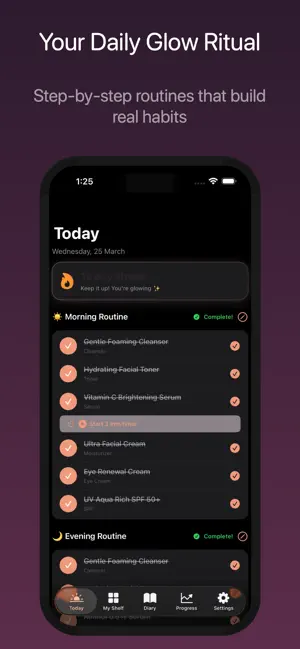 GlowLog — Skincare Tracker screenshot 1