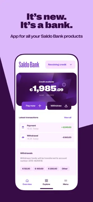 Banking with Saldo Mobile App screenshot 1