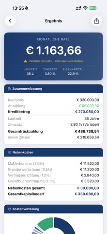 Finanzierungsrechner ImmoCaDo screenshot