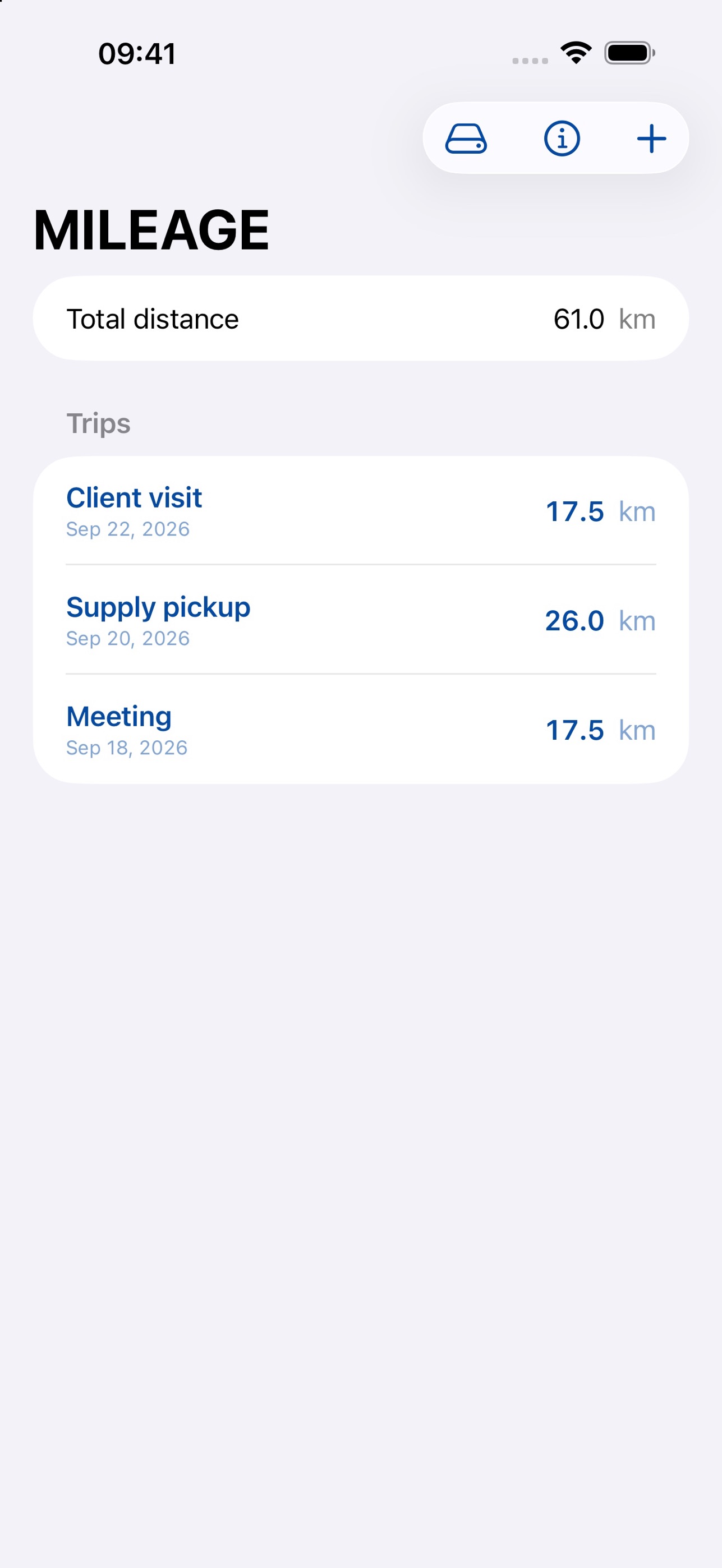 Screenshot 1 of MILEAGE – Manual Trip Log