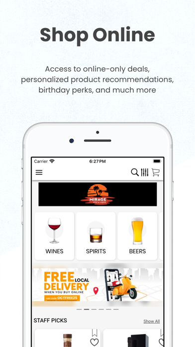 Mirage Wine & Liquor iPhone screenshot 1 - Shopping app
