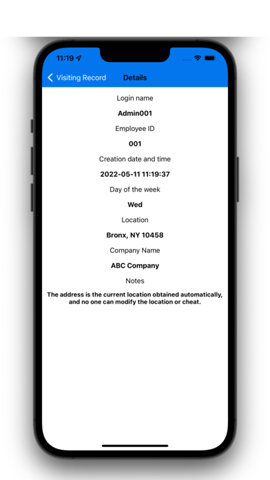 Enterprise Punch Card-Timecard Screenshot