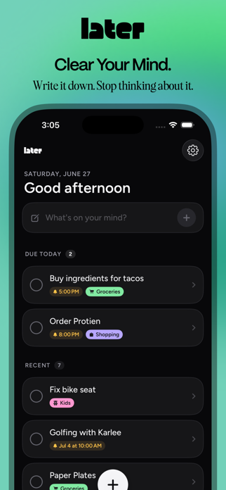 Later | Simple Task Management Screenshot 1 of 4