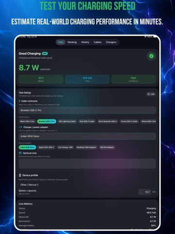WattCheck: Cable Tester iPad screenshot