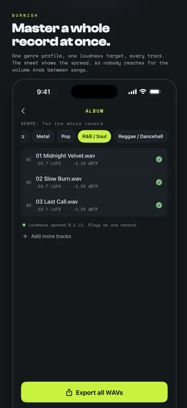 Burnish: AI Audio Mastering screenshot 2 of 5