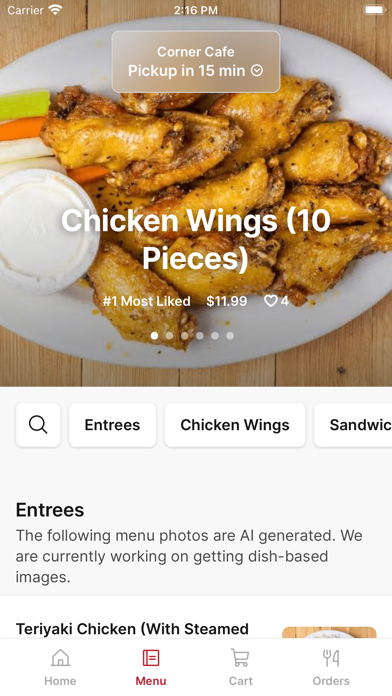 Corner Cafe UC iPhone screenshot 2 - Food & Drink app