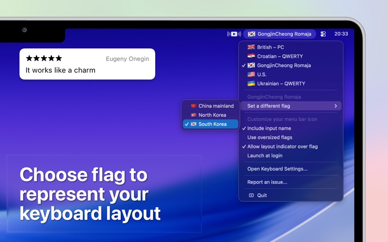 Colorful Input Menu Flags iPhone screenshot