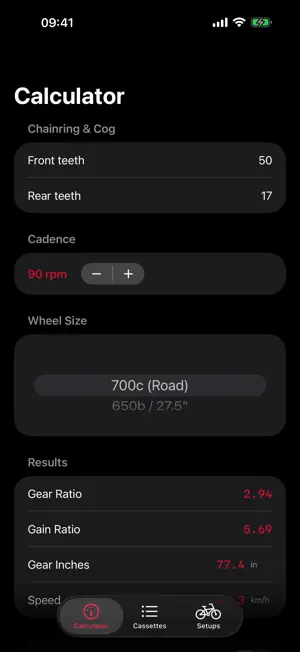 Sprocket: Bike Gear Calculator screenshot 1