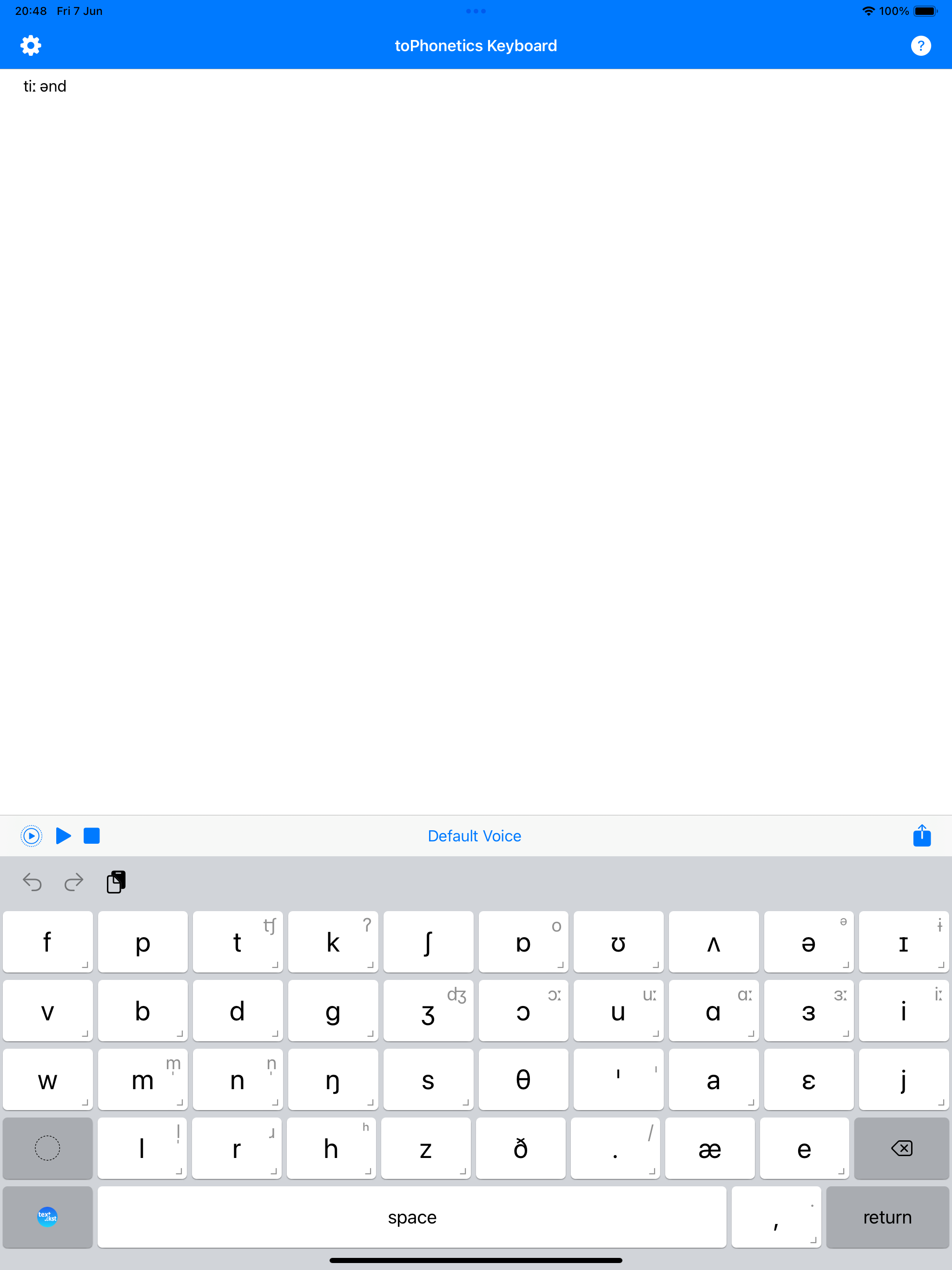 toPhonetics IPA Keyboard