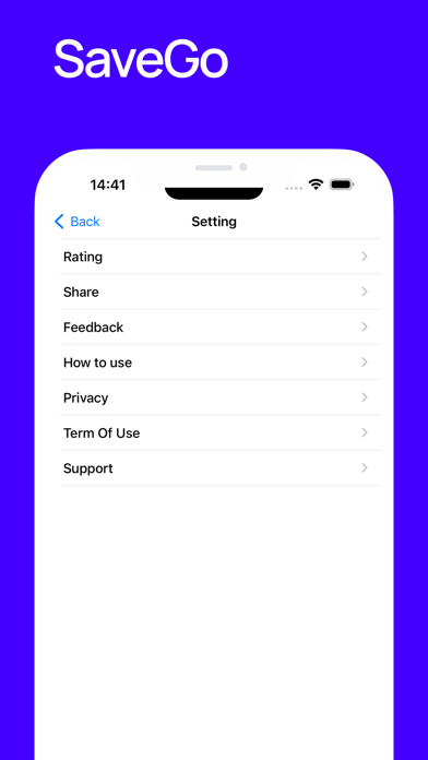 SaveGo iPhone screenshot 5 - Utilities app