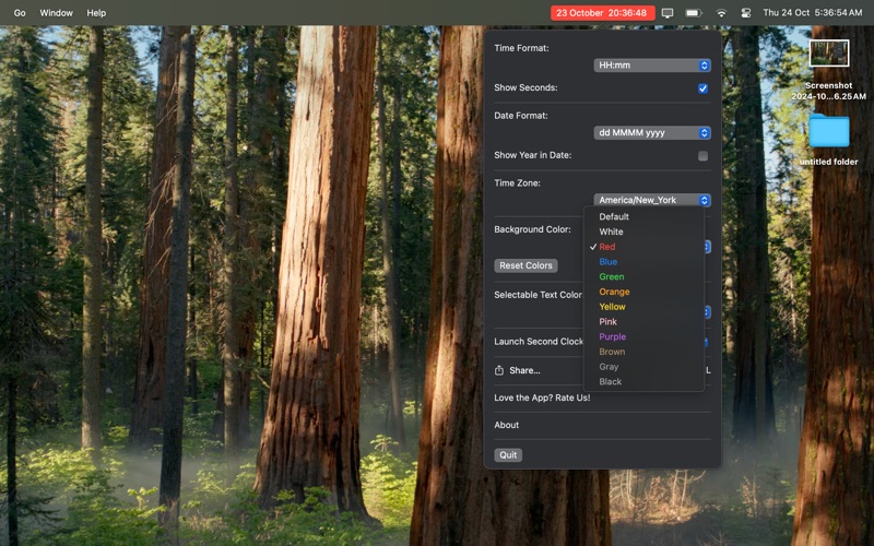 Second Clock - Menu Bar Clock app screenshot