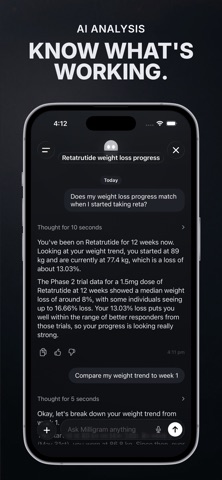 Milligram - Peptide Tracker screenshot