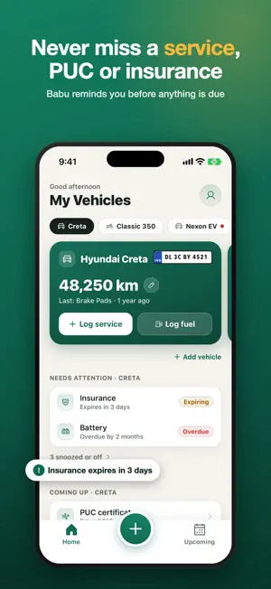 MotorBabu: Car & Bike Reminder screenshot 1